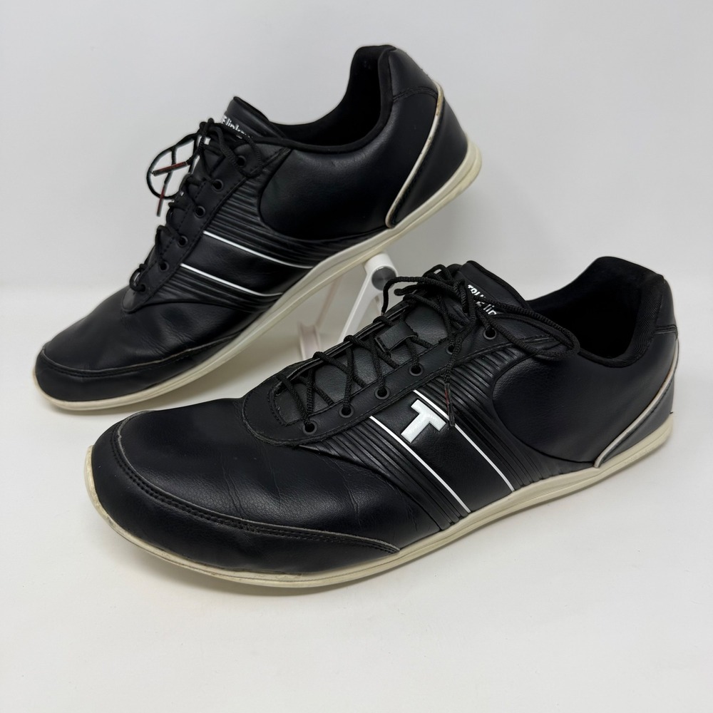 TRUE linkswear Mens Black Leather Spikeless Golf Shoes M1-1111 Size 13 US